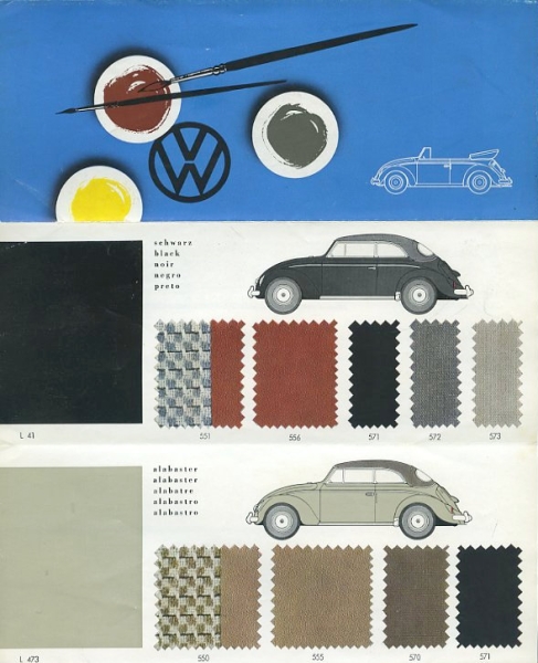 VW Käfer Cabriolet Farben 1950er Jahre