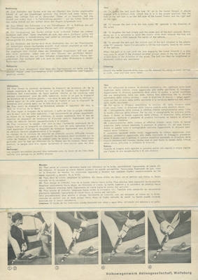 VW Sicherheitsgurte Bedienungsanleitung ca. 1962