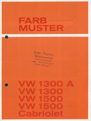 VW Käfer 1300 1500 Farben 1.1967