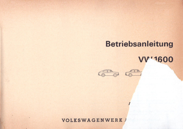 VW 1600 Bedienungsanleitung 8.1970