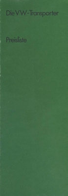 VW T 2 Transporter Preisliste 12.1970
