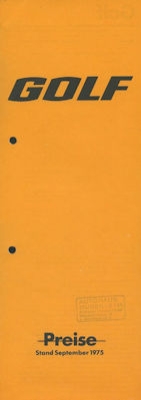VW Golf 1 Preisliste 9.1975