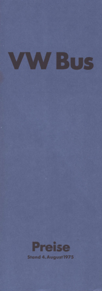 VW T 2 Bus Preisliste 8.1975
