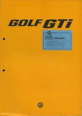 VW Golf 1 GTI Prospekt 8.1976