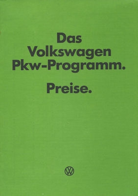 VW Preisliste ca. 1978