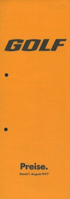 VW Golf 1 Preisliste 8.1977