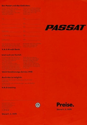 VW Passat Preisliste 5.1979