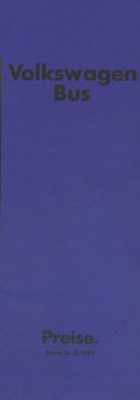 VW T 3 Transporter Preisliste 3.1980