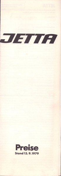 VW Jetta Preisliste 9.1979