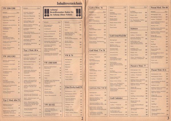 VW Blechteile Bildkatalog 1981
