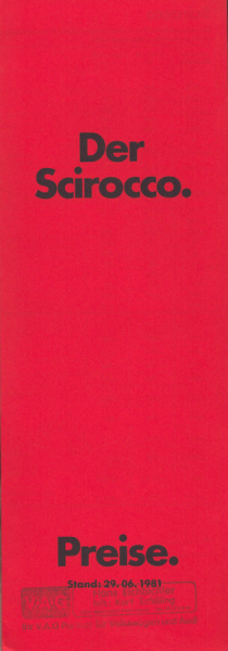 VW Scirocco 2 Preisliste 6.1981