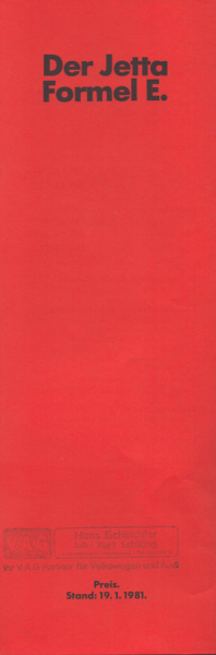 VW Jetta Formel E Preisliste 1.1981