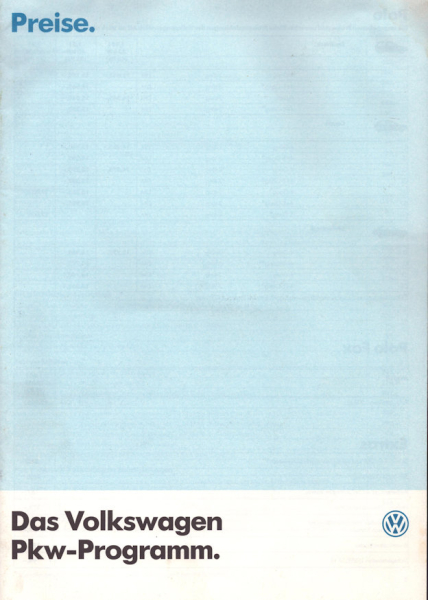VW Preisliste 4.1985