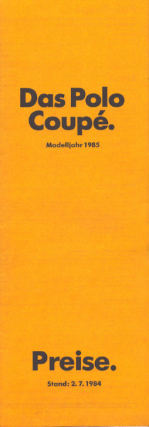 VW Polo 2 Coupé Preisliste 7.1984