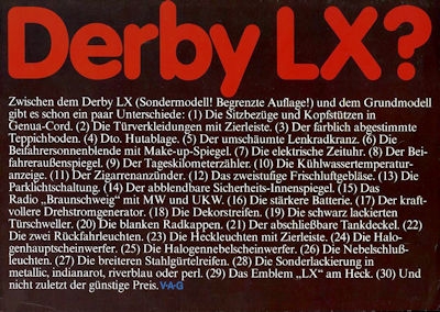 VW Derby 2 LX brochure ca. 1985