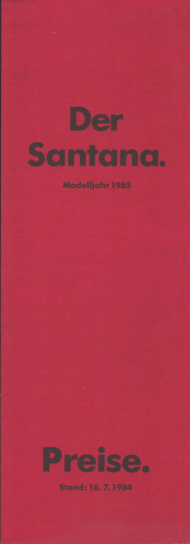 VW Santana Preisliste 7.1984