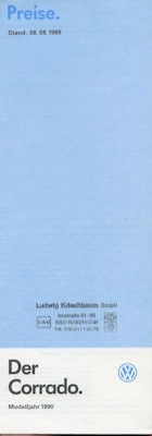VW Corrado Preisliste 8.1989