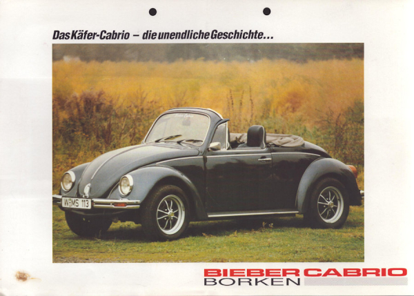 VW Käfer Bieber Cabrio Prospekt ca. 1990