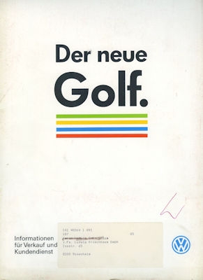 VW Golf 3 Verkäufermappe 5-7.1991