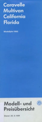 VW T 4 Gesamt-Preisliste 9.1991