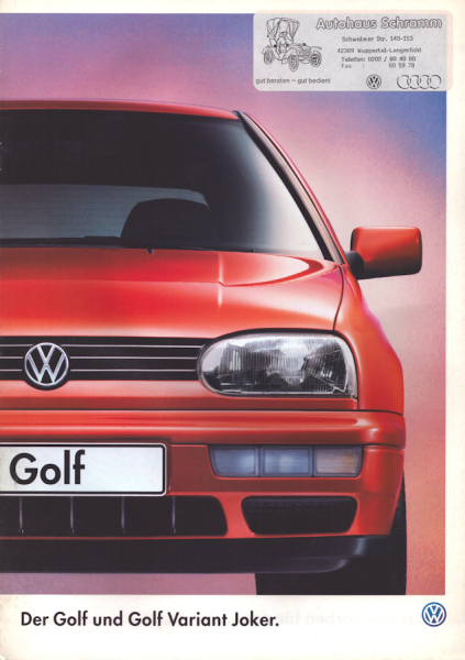 VW Golf 3 Joker Prospekt 12.1996