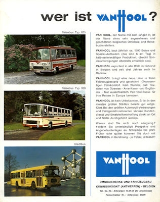 VanHool Busse und Anhänger Prospekt ca. 1970