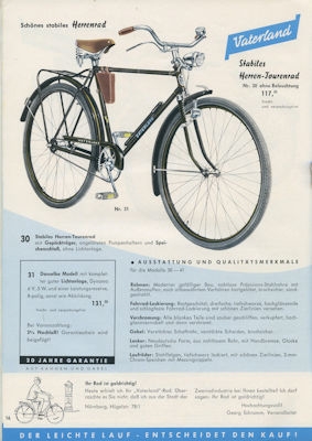 Vaterland Fahrrad Programm 1960