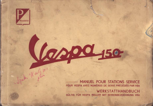 Vespa 150 ccm Reparaturanleitung 1955
