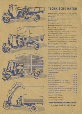 Vespa 3-Rad Transporter brochure 1950s