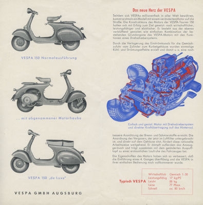 Vespa 150 ccm scooter brochure ca. 1959