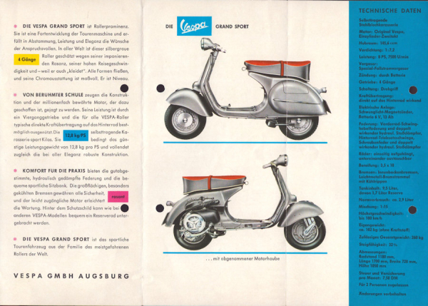 Vespa 150 Grand Sport Prospekt ca. 1968