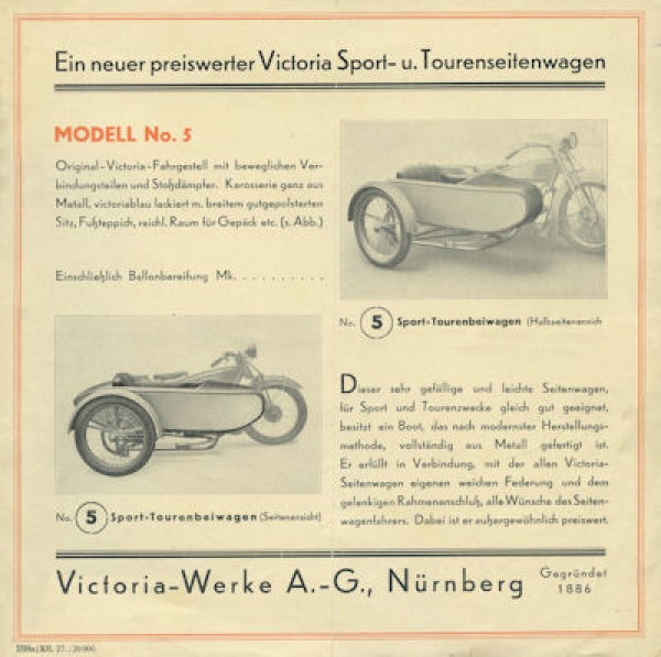 Victoria Seitenwagen-Programm 11.1927