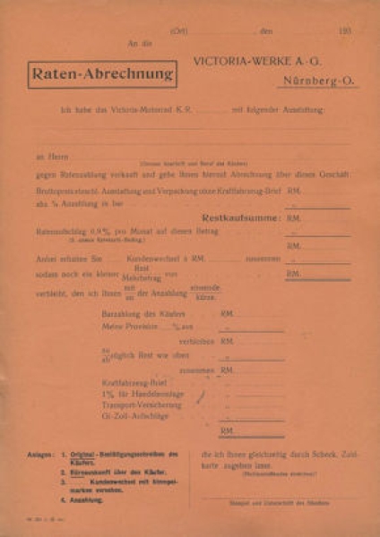 Victoria Raten-Abrechnung 3.1938