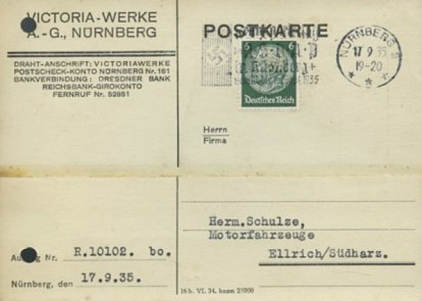 Victoria Rechnung von 1935
