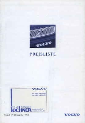 Volvo Preisliste 12.1996