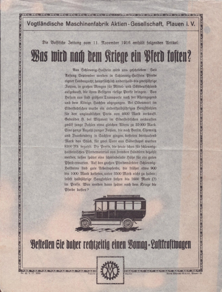 Vomag 3 Prospekte 1915-1918
