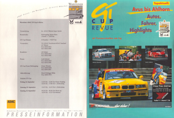 Warsteiner ADAC GT-Cup Nürburgring Pressemappe 1993