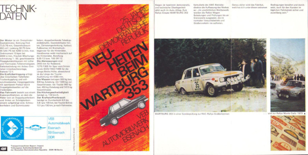Wartburg 353 Neuheiten Prospekt 1974
