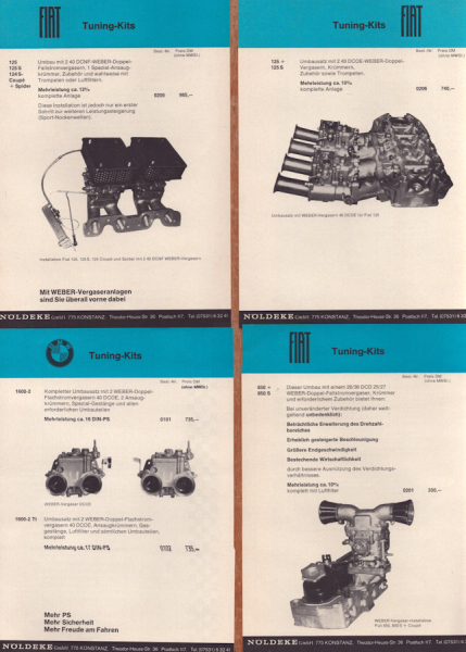 Weber Vergaser Tuning Kits Prospekte 3.1969