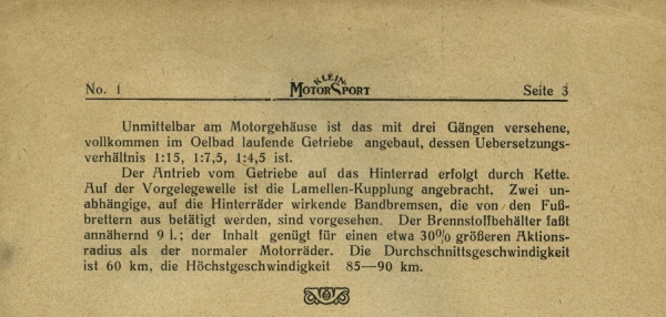 Wegro in Klein-Motor-Sport 1922