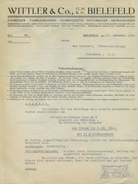 Wittler Brief 1926