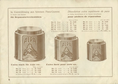 Alpa Reifen Reparatur Material Katalog 1934/35