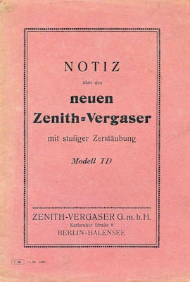 Zenith Vergaser Modell TD 11.1923