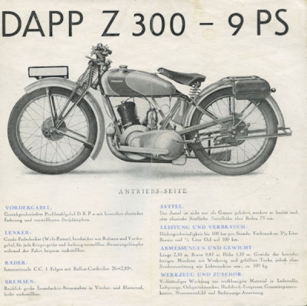 Zündapp Z 300 Luxus Prospekt ca. 1930
