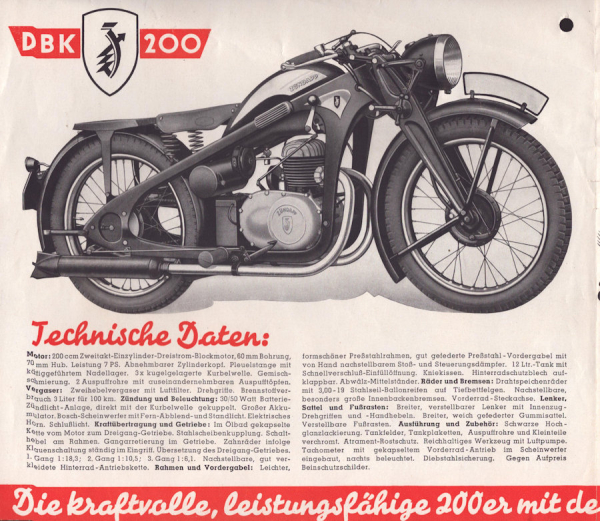 Zündapp DBK 200 Prospekt 1937