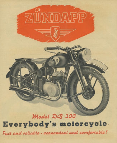 Zündapp DB 200 Prospekt 1940er Jahre
