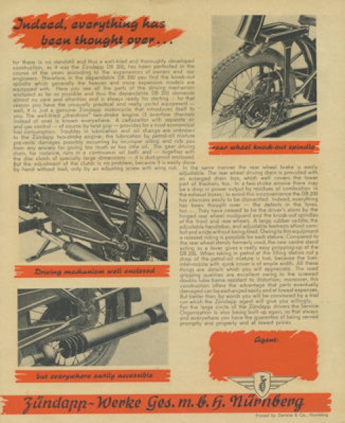 Zündapp DB 200 Prospekt 1940er Jahre