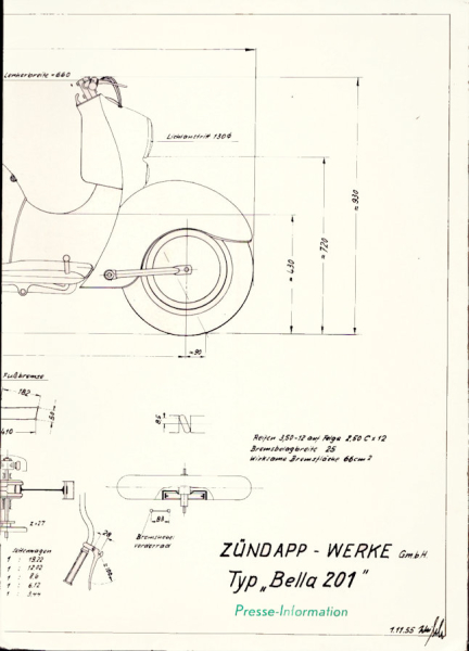 Zündapp Bella R 201 Presse Information 11.1955