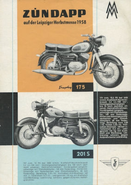 Zündapp Programm der Leipziger Messe 1958