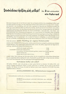 Achilles Fahrrad Programm 9.1949